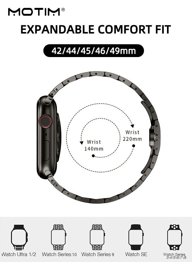 Motim No Gaps Bands for Apple Watch Band 49mm 46mm 45mm 44mm 42mm, Stainless Steel Metal Replacement Band for  Apple Watch Series 10/9/ultra 2/8/ultra/7/SE/SE 2nd/6/5/4/3/2/1 - Image 5