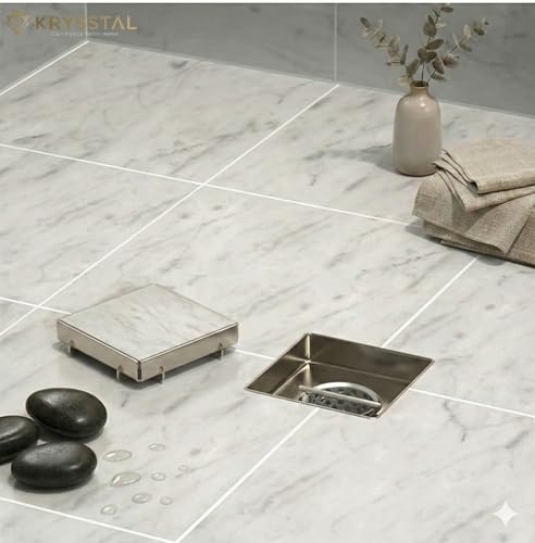 KRYSSTAL Bathroom Drain Cover (5" x 5") 304-Stainless Steel Tile Insert Floor Drain with Cockroach Trap, Invisible Drainage Jali for 13mm Tile - Image 4