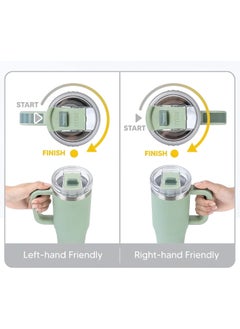 TYESO Tyeso 30 oz Tumbler with Handle, Straw and Lid - Leak Resistant Insulated Stainless Steel Water Bottle, Car Cup Holder Friendly Travel Coffee Mug (Green)  - Image 3