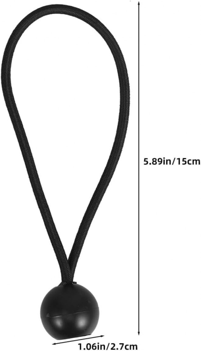 Angoily 10pcs Black Bungee Cords with Balls – 4x15cm Elastic Tie Down Straps for Tarpaulin, Camping, Luggage Securing and Outdoor Storage - Image 2