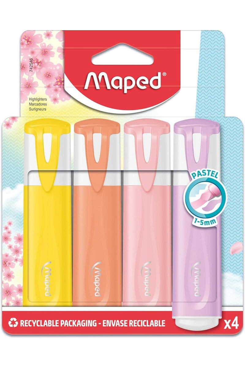 Maped Pastel Highlighter Pens - Assorted Colours (Pack Of 4) - Image 2