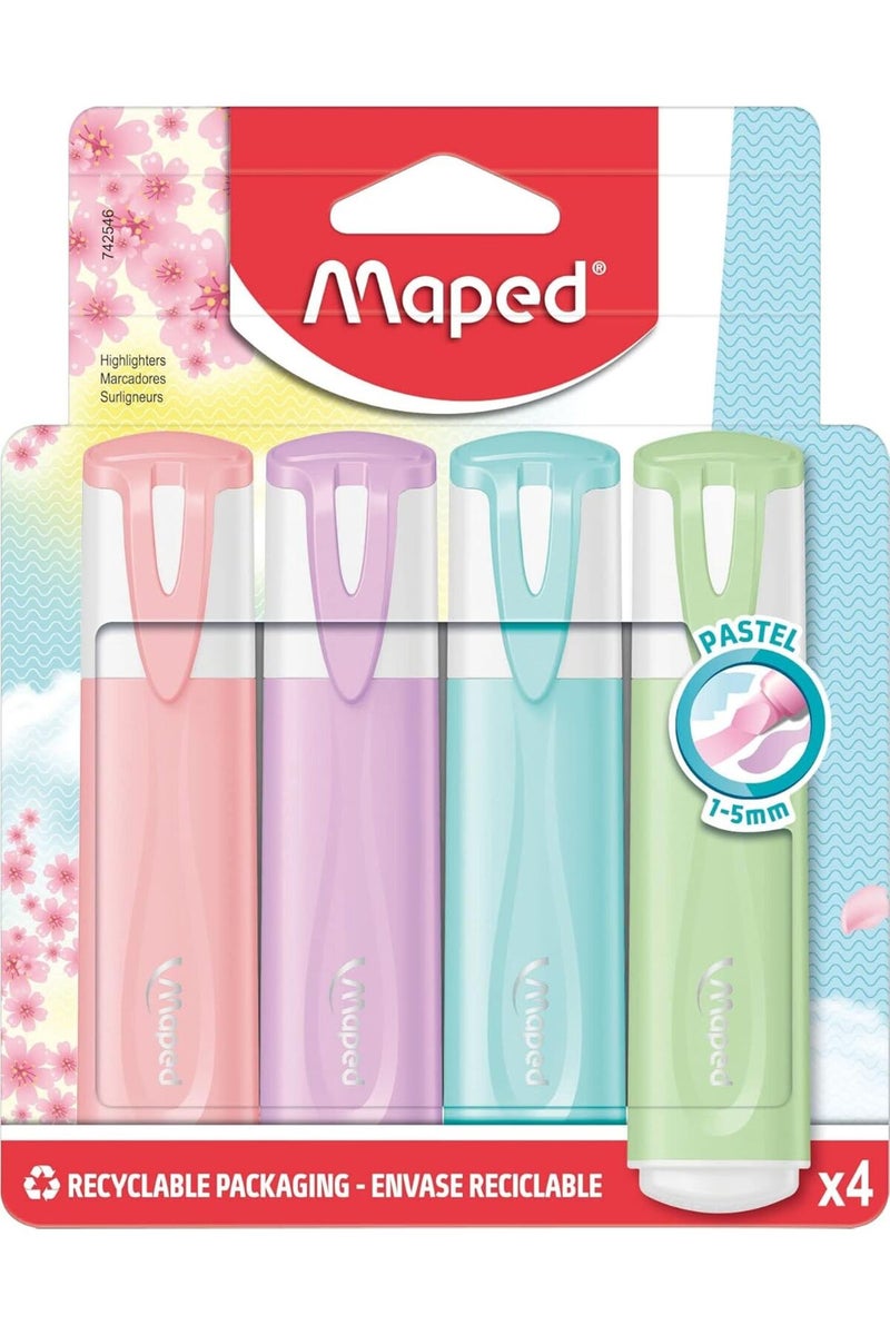 Maped Pastel Highlighter Pens - Assorted Colours (Pack Of 4) - Image 1