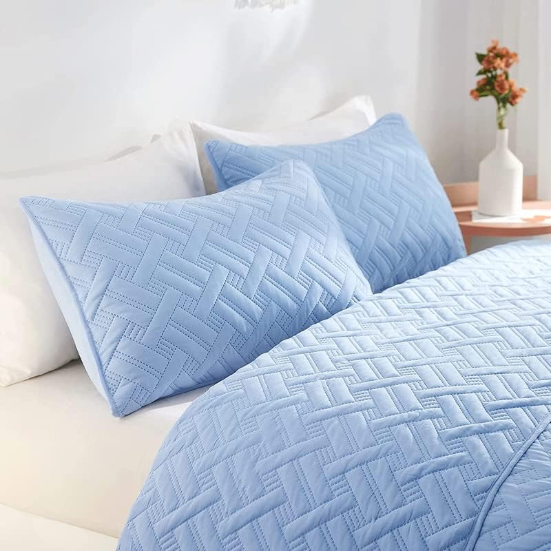 BSB HOME 100% Microfiber Ultrasonic 280 Tc Printed King Size Quilted Bed Cover/Bedspread/Bedding Set with 2 Pillow Covers, (Luxury, Light Blue or Aqua, 7.5ft X 8ft Inches, 254X228 cm) - Image 3
