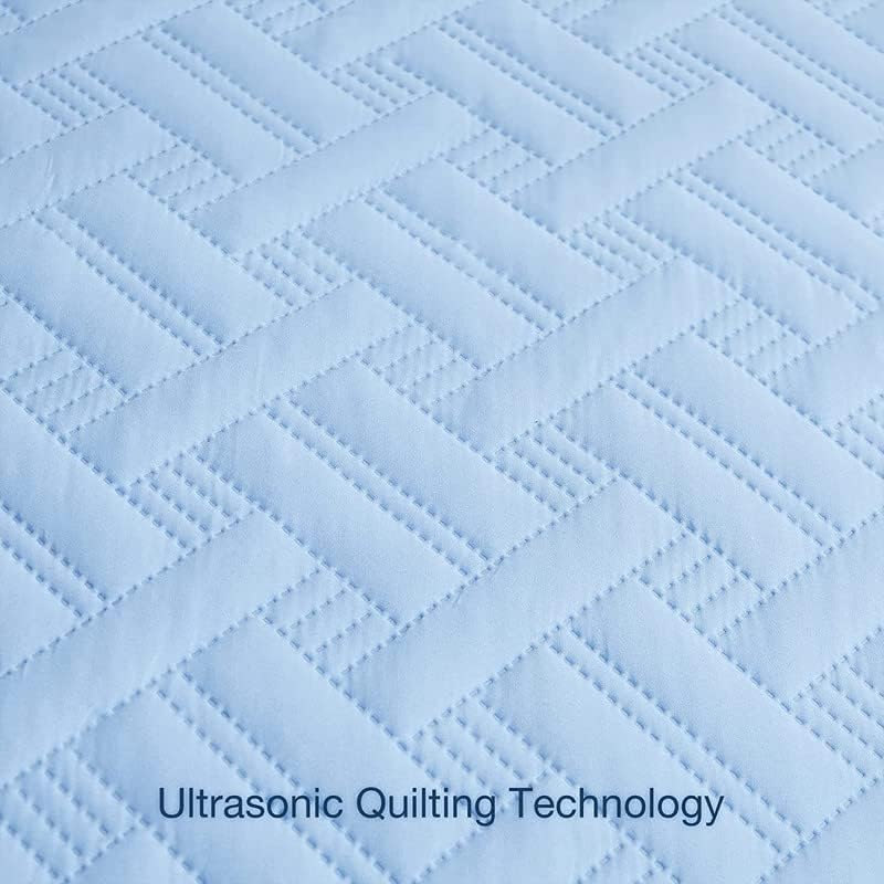 BSB HOME 100% Microfiber Ultrasonic 280 Tc Printed King Size Quilted Bed Cover/Bedspread/Bedding Set with 2 Pillow Covers, (Luxury, Light Blue or Aqua, 7.5ft X 8ft Inches, 254X228 cm) - Image 5