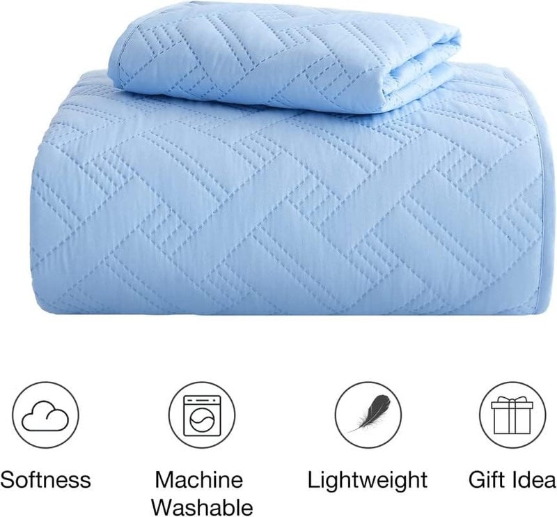 BSB HOME 100% Microfiber Ultrasonic 280 Tc Printed King Size Quilted Bed Cover/Bedspread/Bedding Set with 2 Pillow Covers, (Luxury, Light Blue or Aqua, 7.5ft X 8ft Inches, 254X228 cm) - Image 2