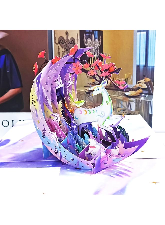 erorex Pop Up Birthday Cards For Women Men Kids 3D Pop Up Cards Thank You Cards Greeting Cards Anniversary Card Birthday Day Gifts For Mom With Plastic Bag And Pop Up Card Holder Purple  - Image 2