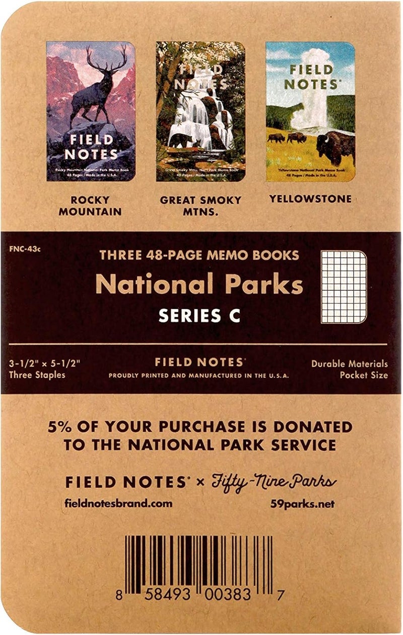 Field Notes : National Parks Series (Series C - Rocky Mountain, Great Smoky Mountains, Yellowstone) - Graph Paper Memo Book 3-Pack - 3.5 x 5.5 Inch - Image 5