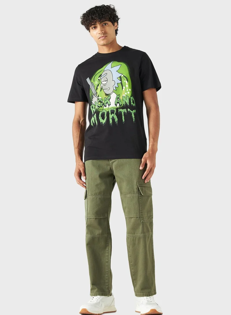 SP Characters Rick And Morty Print T-Shirt