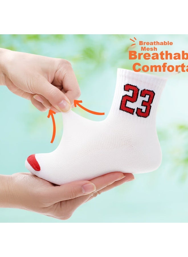 LANG SHA Langsha Children's Socks, Boys' Spring And Summer Thin Mesh Breathable Mid-calf Student Socks, Digital Combination - Image 4