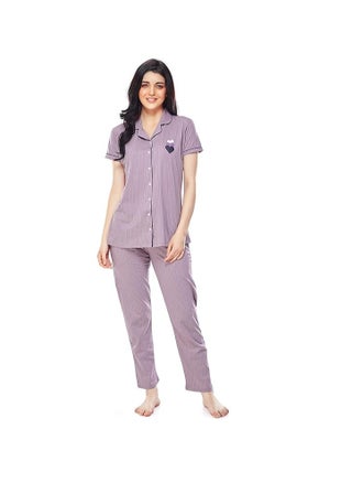 Women's Cotton Strip Printed Night Suit Set of Shirt & Pyjama - pzsku/Z327BDC21F0DC01062D77Z/45/1746708495/942e891b-0403-49cd-a185-d883258f737a