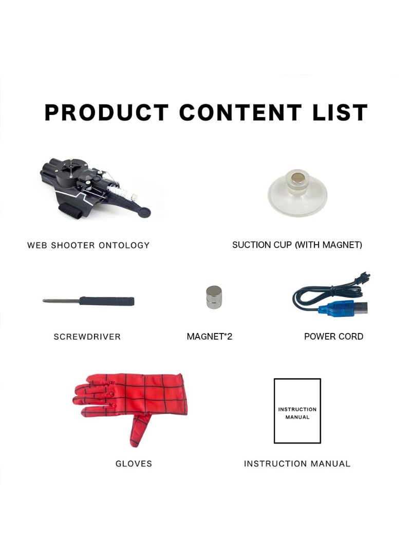 AROAQ Web Shooter Automatic Winding Rope Launcher 9.4Ft USB Charging Electric Shooting Gift Role Playing Superhero For Kids Black - Image 3