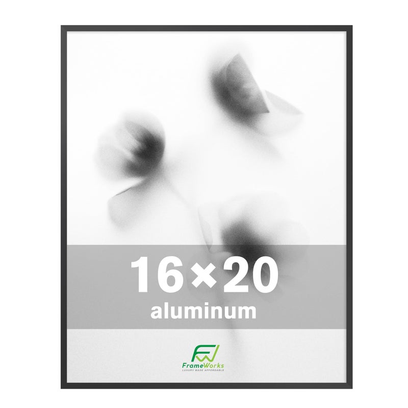 FrameWorks 16x20 Brushed Aluminum Poster Frames  Modern Brushed Metal Design wShatterproof Plexiglass Perfect for Posters Artwork Paintings Wall Displays  Home or Office Decor Black  1 Pack