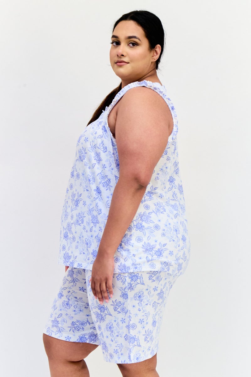 Celestial Dreams Women 2 Piece Plus Size Floral Print Pyjama Set, Multicolor - Image 4