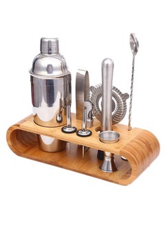 RollsTimi  9-Piece Bartender Cocktail Shaker Set With Stand Silver/Brown 1000ml  - Image 2