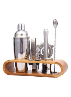 RollsTimi  9-Piece Bartender Cocktail Shaker Set With Stand Silver/Brown 1000ml  - Image 4