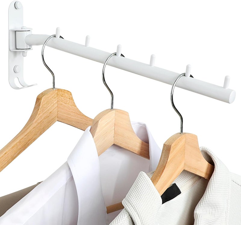 Alise Wall Mounted Drying Rack,Swivel Clothes Drying Rack Stainless Steel,Space Saving Clothes Hanger Rack,Heavty Duty Clothes Wall Drying Rack for Laundry Closet Bedroom/Bathroom,White - Image 1