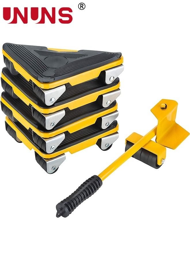 UNUNS Furniture Moving Tools,5-Piece Heavy Duty Furniture Lifter, 360 Degree Rotatable Rubber Roller,For Moving Heavy Furniture,Refrigerators,Sofas,Cabinets - Image 1