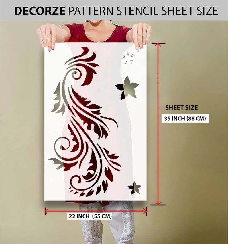 DECORZE Beautiful Design Wall Stencils Suitable for Home |Decoration Home Wall Décor|Living Room Bedroom Painting Ideas (DWS-25) - Image 2