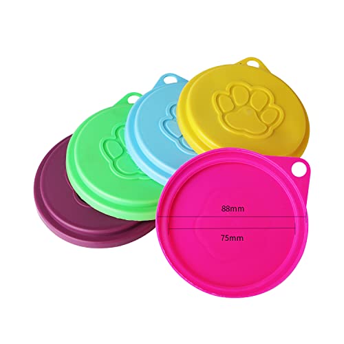 JIAKAI 5 PCS Pet Dog Cat Food Can Cover Pet self-Sealing，Reusable pet Food lids, Environmentally Friendly（Color Random） - Image 2