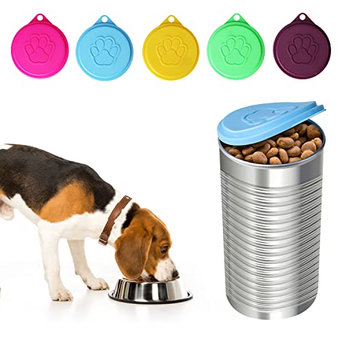 JIAKAI 5 PCS Pet Dog Cat Food Can Cover Pet self-Sealing，Reusable pet Food lids, Environmentally Friendly（Color Random） - Image 4