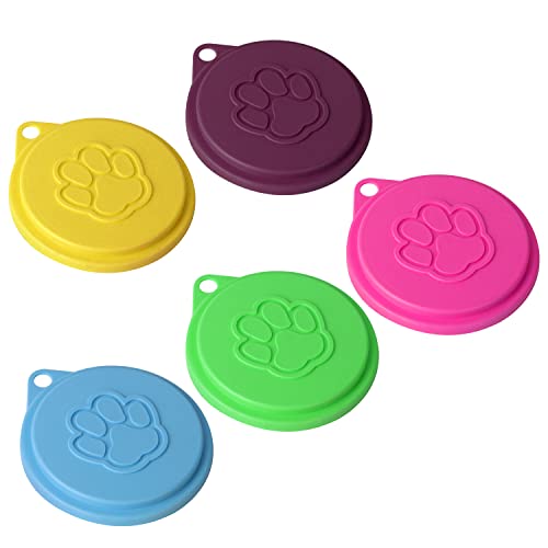 JIAKAI 5 PCS Pet Dog Cat Food Can Cover Pet self-Sealing，Reusable pet Food lids, Environmentally Friendly（Color Random） - Image 1