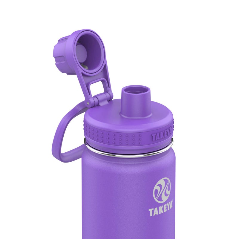 Takeya Actives Water Bottle with Spout Lid - Bottle with Double Stainless Steel Insulation - Dishwasher Safe & BPA-Free - Bottle with Spout Lid & Removable Bumper - 24 oz, Nitro Purple - Image 2