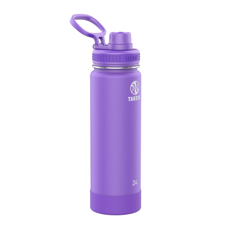 Takeya Actives Water Bottle with Spout Lid - Bottle with Double Stainless Steel Insulation - Dishwasher Safe & BPA-Free - Bottle with Spout Lid & Removable Bumper - 24 oz, Nitro Purple - Image 1