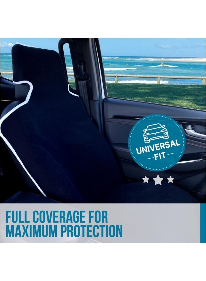 Premium Microfiber Towel Car Seat Cover - Waterproof  Sweatproof - Universal Fit, Machine Washable, Non-Slip - Seat Protector for Car, Truck, SUV, Van (Black, 1 Pack) - Image 2