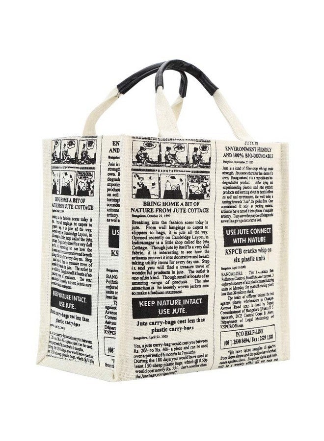 Jute Cottage Jute Bags for Lunch for Women and Men | Jute Grocery Bag | Jute Carry Bag | Jute Tiffin Bags | Newspaper Printed Jute Bag - Image 4