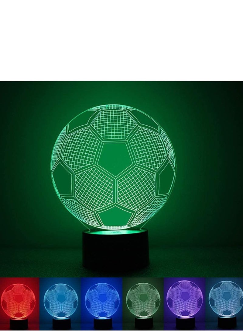 althiqahkey 3D Illusion Lamp 7/16 Colour Changing Acrylic LED Multicolor Night Light With Art Sculpture Lights Room Home Decoration+Remote Control USB Charger  Football - Image 1