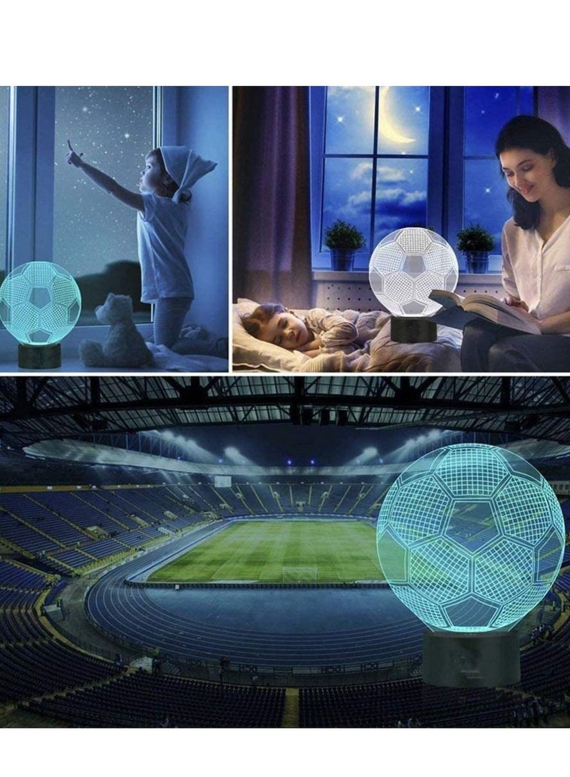 althiqahkey 3D Illusion Lamp 7/16 Colour Changing Acrylic LED Multicolor Night Light With Art Sculpture Lights Room Home Decoration+Remote Control USB Charger  Football - Image 2