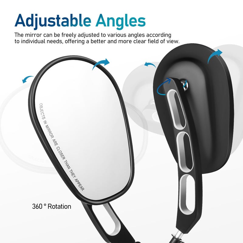 Matte Black Motorcycle Side Mirrors Set for Scooters ATV Off Road Motorbikes - Image 5