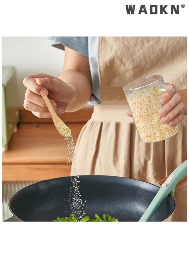 WAOKN Glass Jars with Bamboo Lids & Spoons 600ml Airtight Glass Spice Jars Clear Sugar Container Food Storage Containers for Coffee Beans Spice Sugar Tea Nuts Candy Salts - Image 3