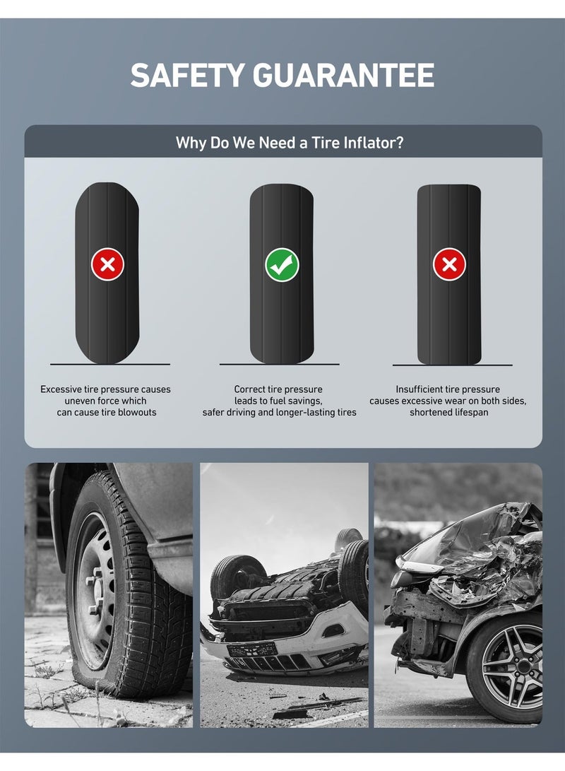 مقياس ضغط الإطارات الرقمي مع مضخم (3-250 PSI 0.1 لقرار العرض) ، شاك الهواء الثقيل واكسسوارات الضاغط مع خرطوم المطاط ومربط الاتصال السريع ، الأزرق - Image 5