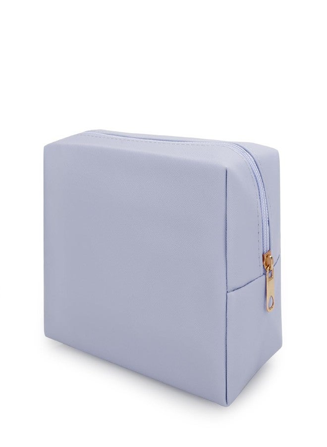 DOB SECHS PU Leather Cosmetic Bag Portable Toiletry Bag for Daily Use Cosmetic Organizer Water-resistant Make up Organizer Light Weight Travel Makeup Bag Cosmetic Pouch (Light Blue, L) - Image 1