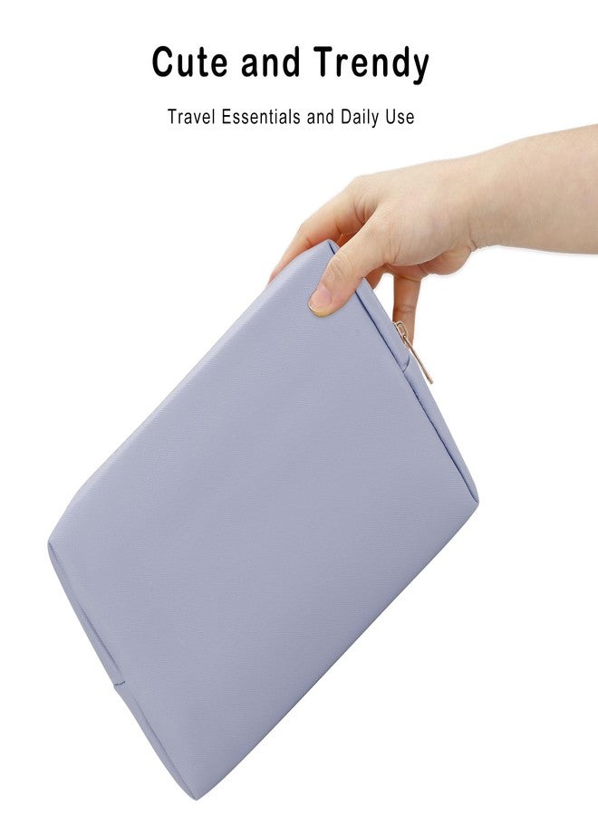 DOB SECHS PU Leather Cosmetic Bag Portable Toiletry Bag for Daily Use Cosmetic Organizer Water-resistant Make up Organizer Light Weight Travel Makeup Bag Cosmetic Pouch (Light Blue, L) - Image 4