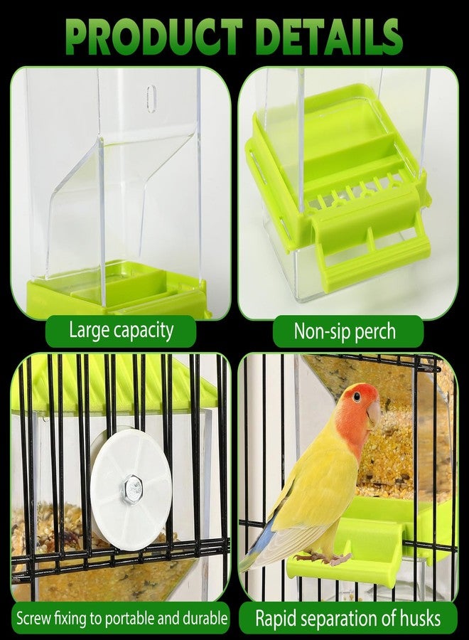 Yaomiao 4 Pcs No Mess Bird Feeders Automatic Parrot Water Dispenser Clear Quail Feeder and Watered Cage Accessories for Small and Medium Parakeet Cockatiel Canary(Assorted,Green) - Image 4