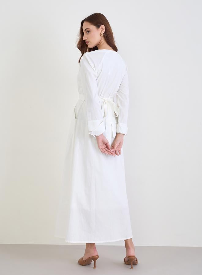 Styli White Cotton Shirt Maxi Dress - Image 4