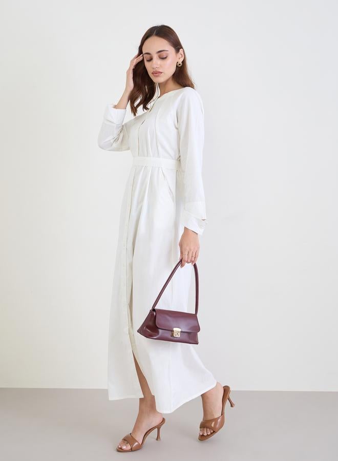 Styli White Cotton Shirt Maxi Dress - Image 2