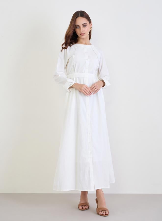 Styli White Cotton Shirt Maxi Dress - Image 1