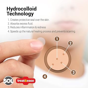 SOL لصقات SOL لعلاج البثور والقرح الباردة 36 حبة 12 قطعة 8 مم 24 قطعة 12 مم للعناية بالبشرة لصقات الهيدروكوليد لعلاج حب الشباب تقلل من التورم تهدئ البشرة تمنع الندوب شبه غير مرئية مثالية للاستخدام الليلي - Image 3