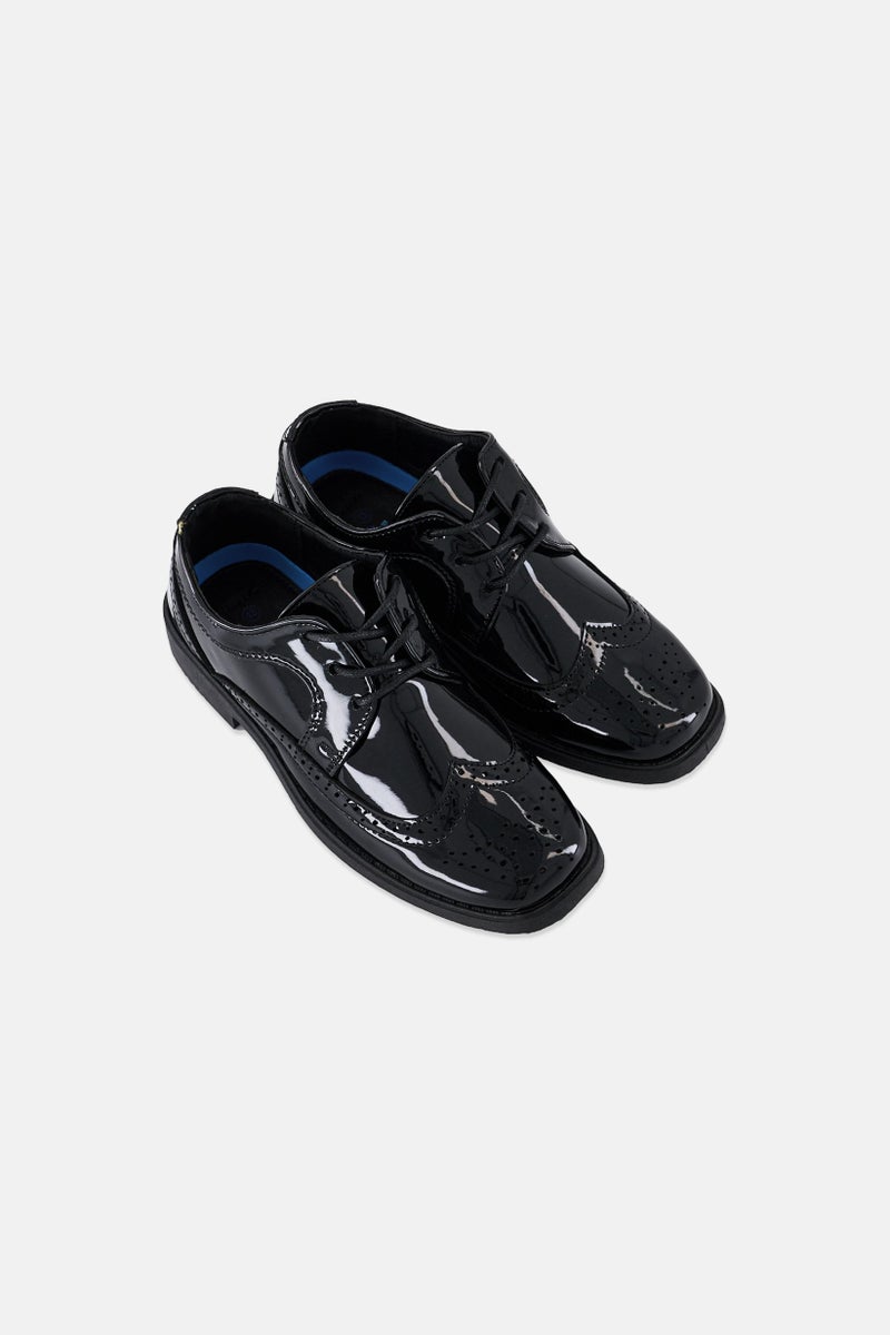 Josmo Kids Boy Lace Up Derby Shoes, Black - Image 2