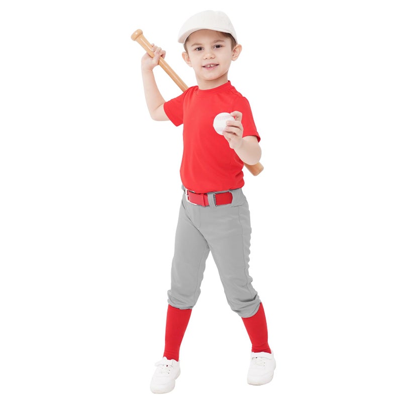 QBK Toddler Baseball Pants Youth Softball Pants Kids Tee Ball Pants for Boy Girl Gray 8-9Y - Image 1