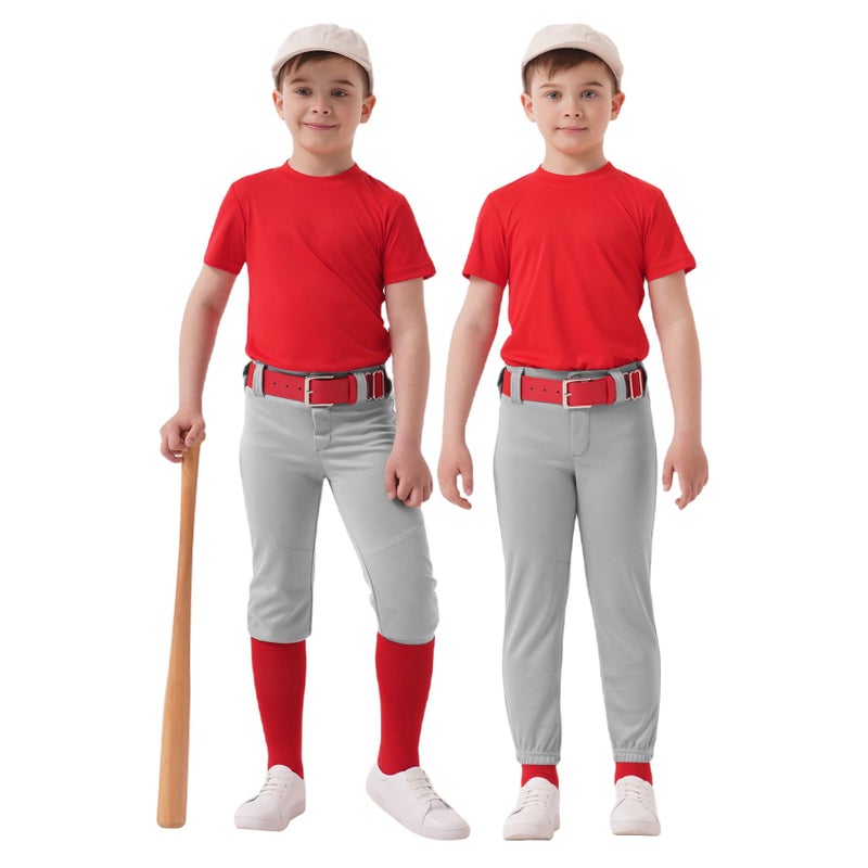 QBK Toddler Baseball Pants Youth Softball Pants Kids Tee Ball Pants for Boy Girl Gray 8-9Y - Image 2