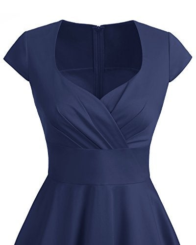 Bbonlinedress 1950s Vintage Cocktail Dress Plus Size Short 50s Style Formal Retro Prom Party Summer Wedding Guest Dresses Navy 2XL - Image 5