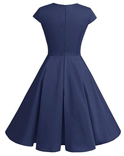 Bbonlinedress 1950s Vintage Cocktail Dress Plus Size Short 50s Style Formal Retro Prom Party Summer Wedding Guest Dresses Navy 2XL - Image 3