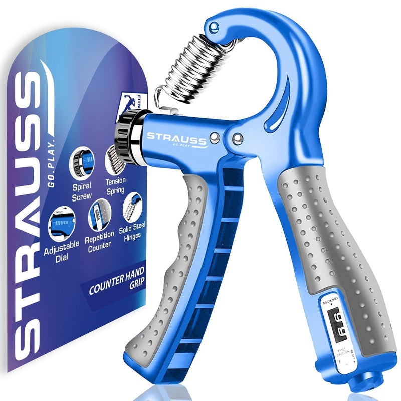 STRAUSS Adjustable Hand Grip with Counter Adjustable Resistance Hand Gripper for Home and Gym Workouts Ideal for Forearm Hand Exercises and Strength Building for Men and Women - Image 1