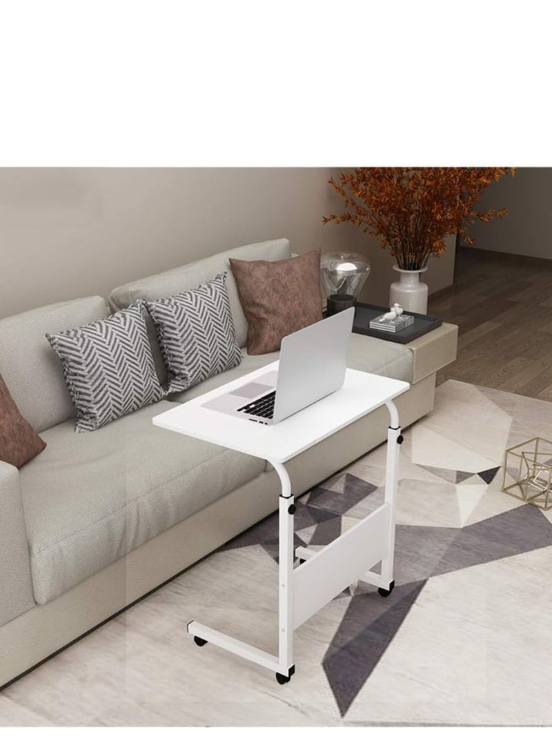 Generic - Adjustable Portable Wooden Laptop Table Self Assemble Space-Saving Foldable Design White - Image 1