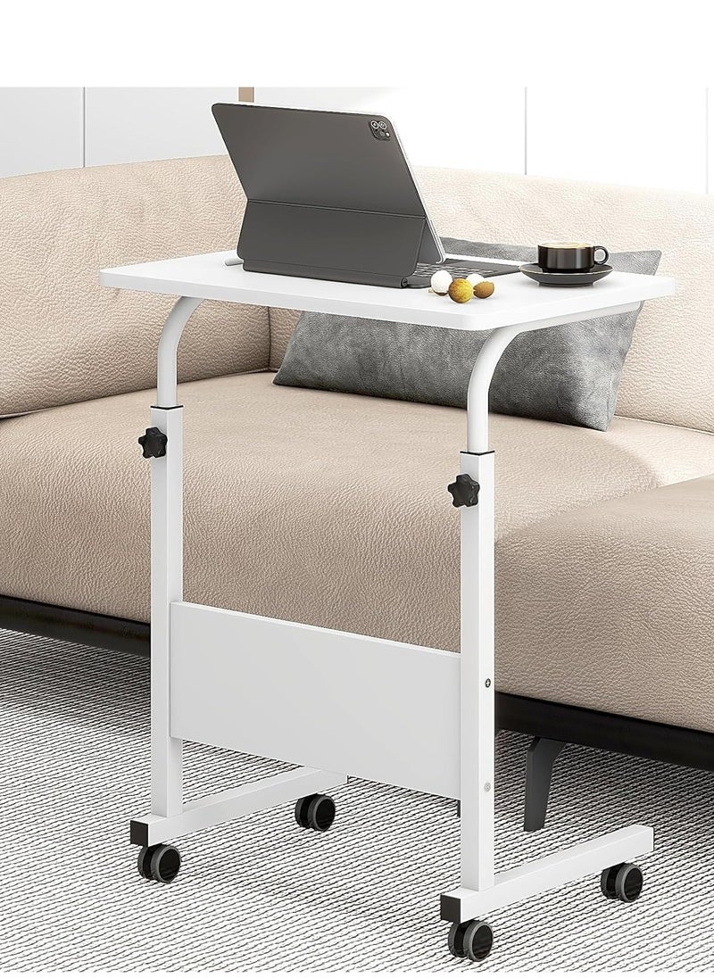 Generic - Adjustable Portable Wooden Laptop Table Self Assemble Space-Saving Foldable Design White - Image 1