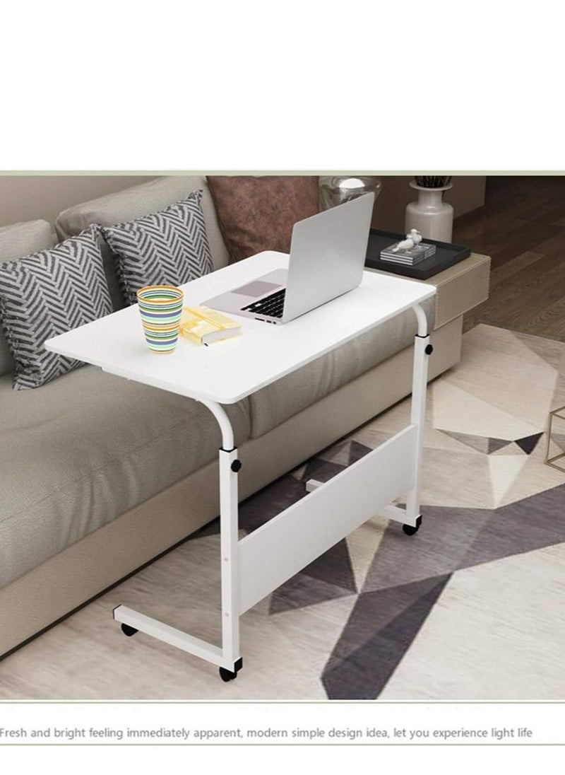 Generic - Adjustable Portable Wooden Laptop Table Self Assemble Space-Saving Foldable Design White - Image 1